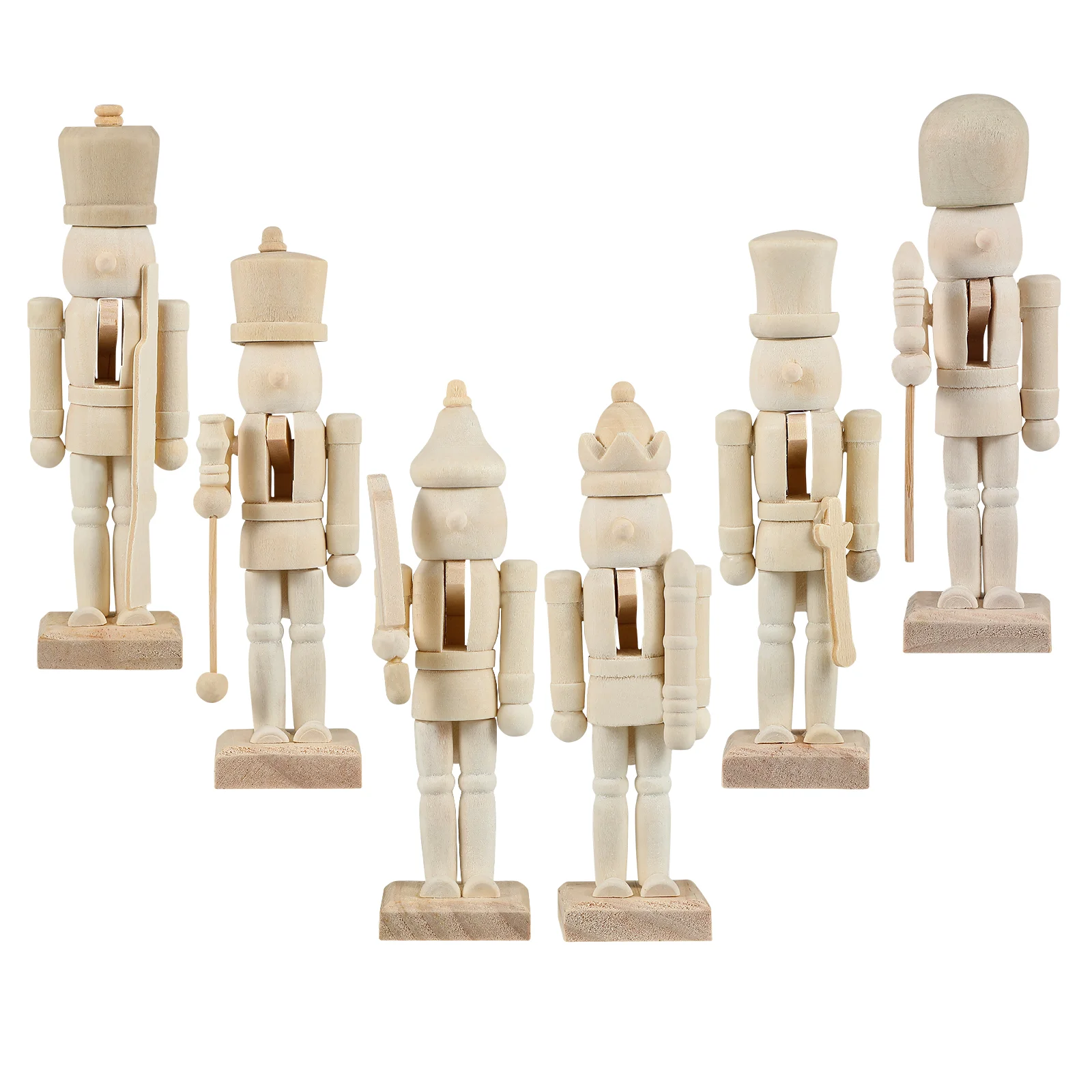 

PRETYZOOM 6pcs Wooden Nutcracker Figures 12cm Wooden Soldier Doll Thick Nutcracker Puppet for Party Decoration