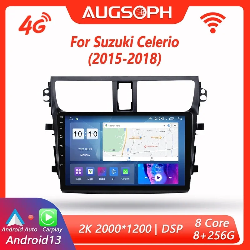 

Автомобильный радиоприемник Android 13 для Suzuki CELERIO 2015-2018, 9 дюймов 2K мультимедийный плеер с 4G Car Carplay и 2Din GPS