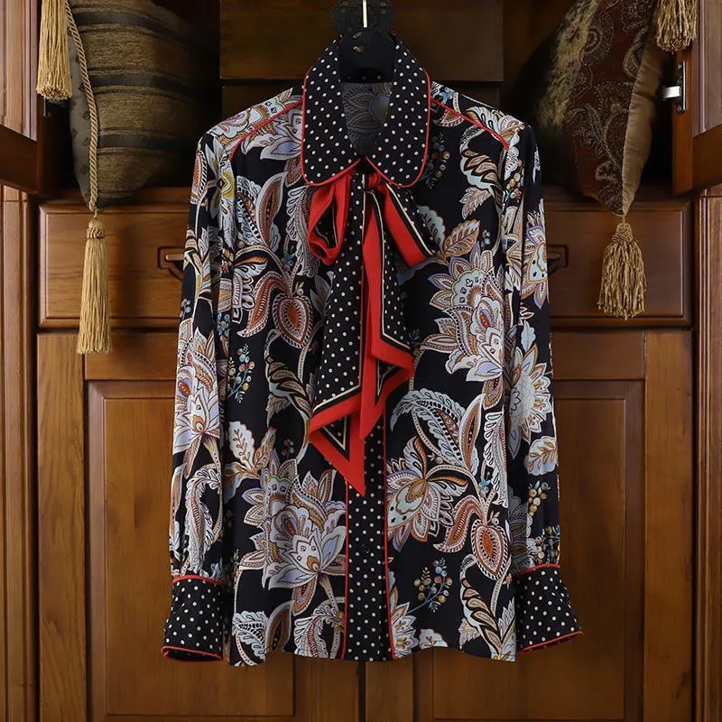 

Блузка женская в горошек, с длинным рукавом и принтом, осень 2022