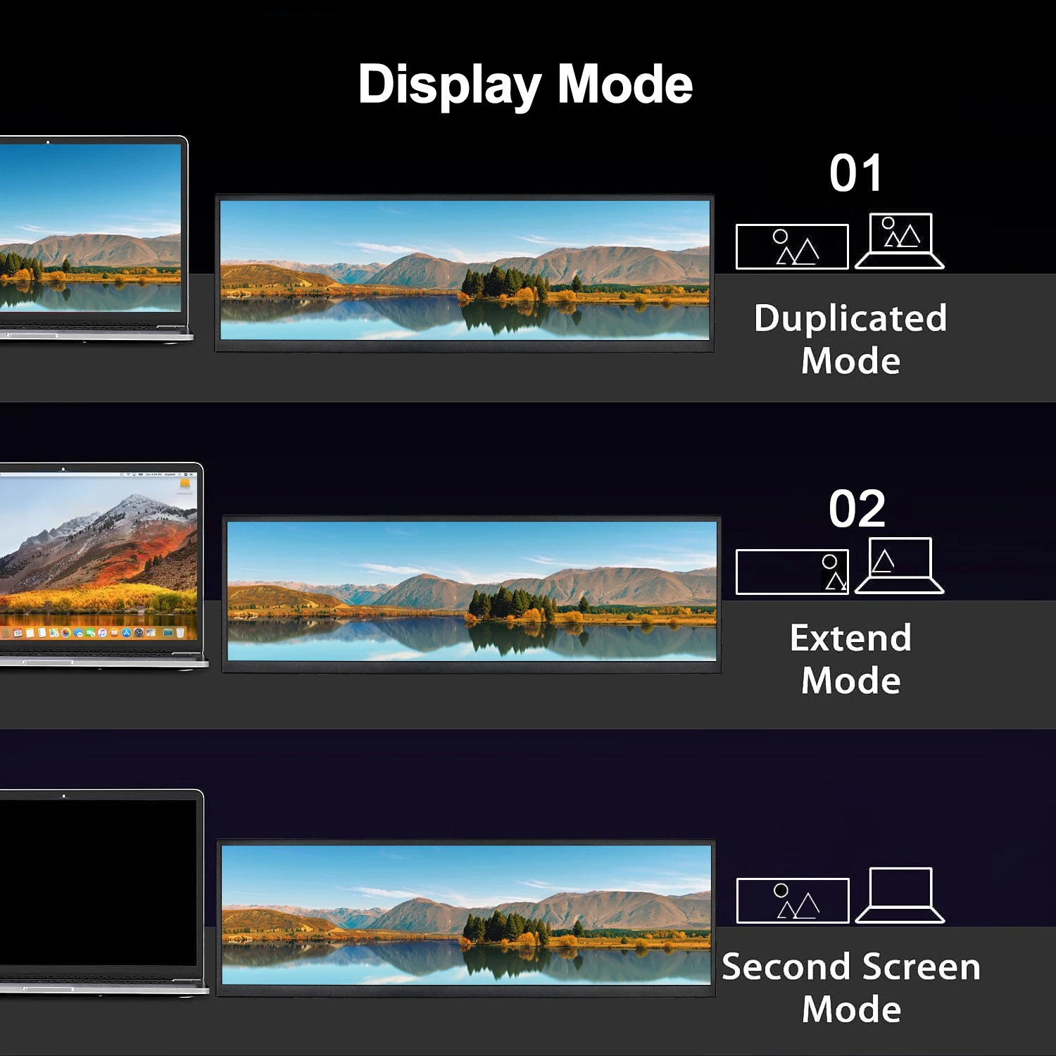14 5 дюймовый тянущийся внешний вторичный сенсорный монитор HDMI USB-C порт 2K 2560x72 0 IPS
