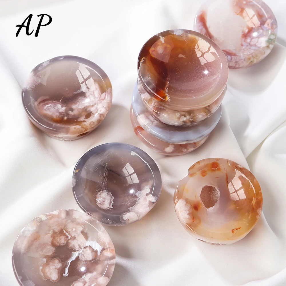 

1 шт. натуральный кристалл Сакура цветок Агат чаша гравировка ремесла используется для пепельницы вишня Агат Драгоценные камни украшения п...