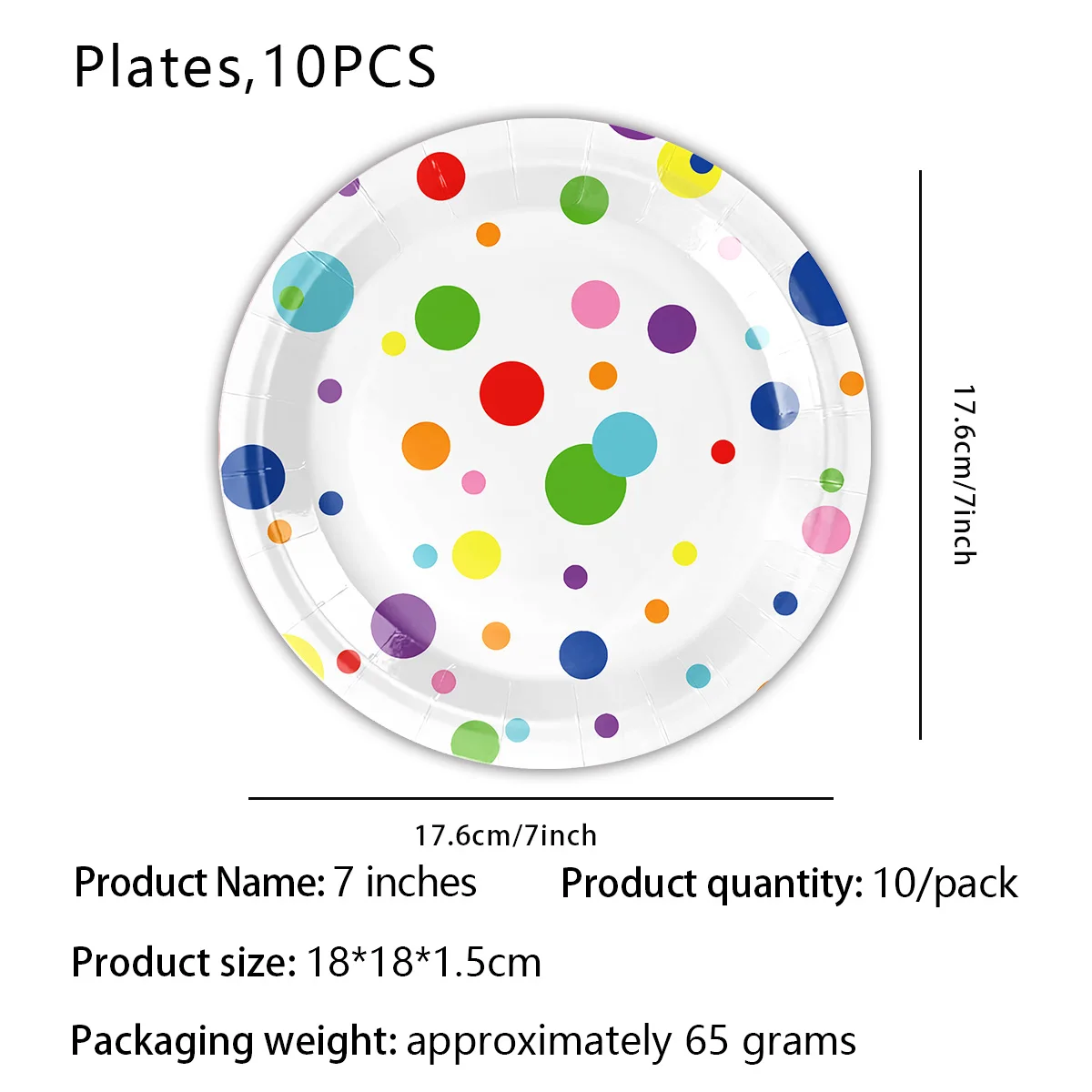 Цветная тема в горошек принадлежности для дня рождения одноразовая сцена