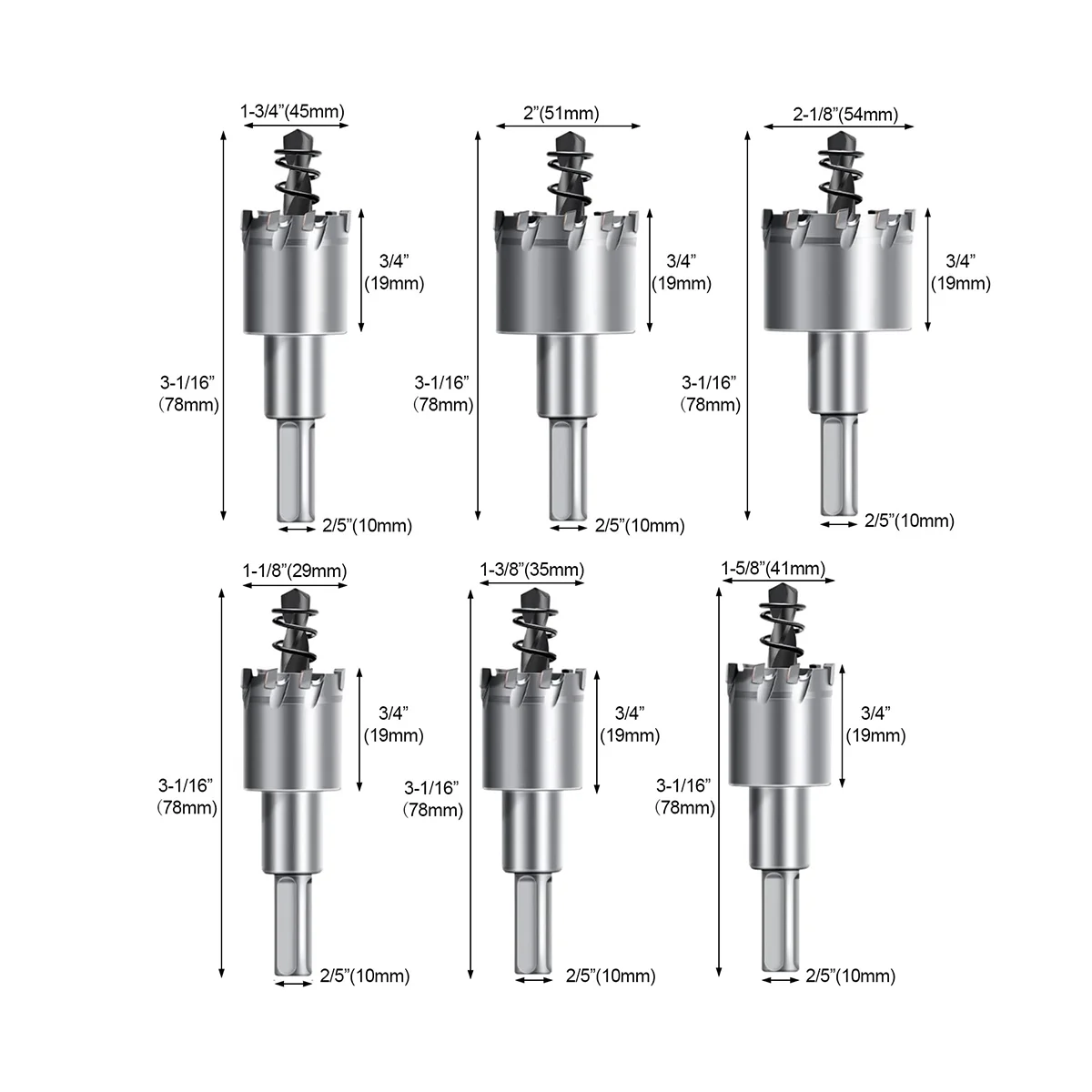 Набор отверстий для пилы из карбида вольфрама 1/2-2-1/8 дюйма металла нержавеющей
