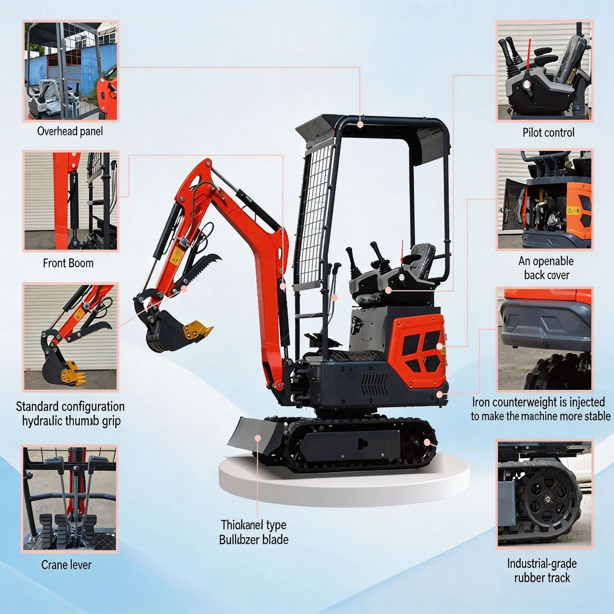 Фото Мини-экскаватор LEWOK 1,5 тонны с двигателем Kubota, мини-гусеничный экскаватор для сада, строительства, фермы, с возможностью индивидуальной настройки. №3