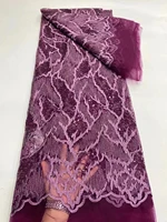fashion purple french sequin lace fabric 2022 high quality nigerian lace fabric african lace fabric with sequin for party