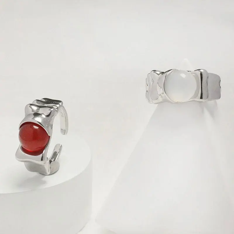 QMCOCO Круглые ретро кольца с красным белым опалом Ювелирные изделия для невесты