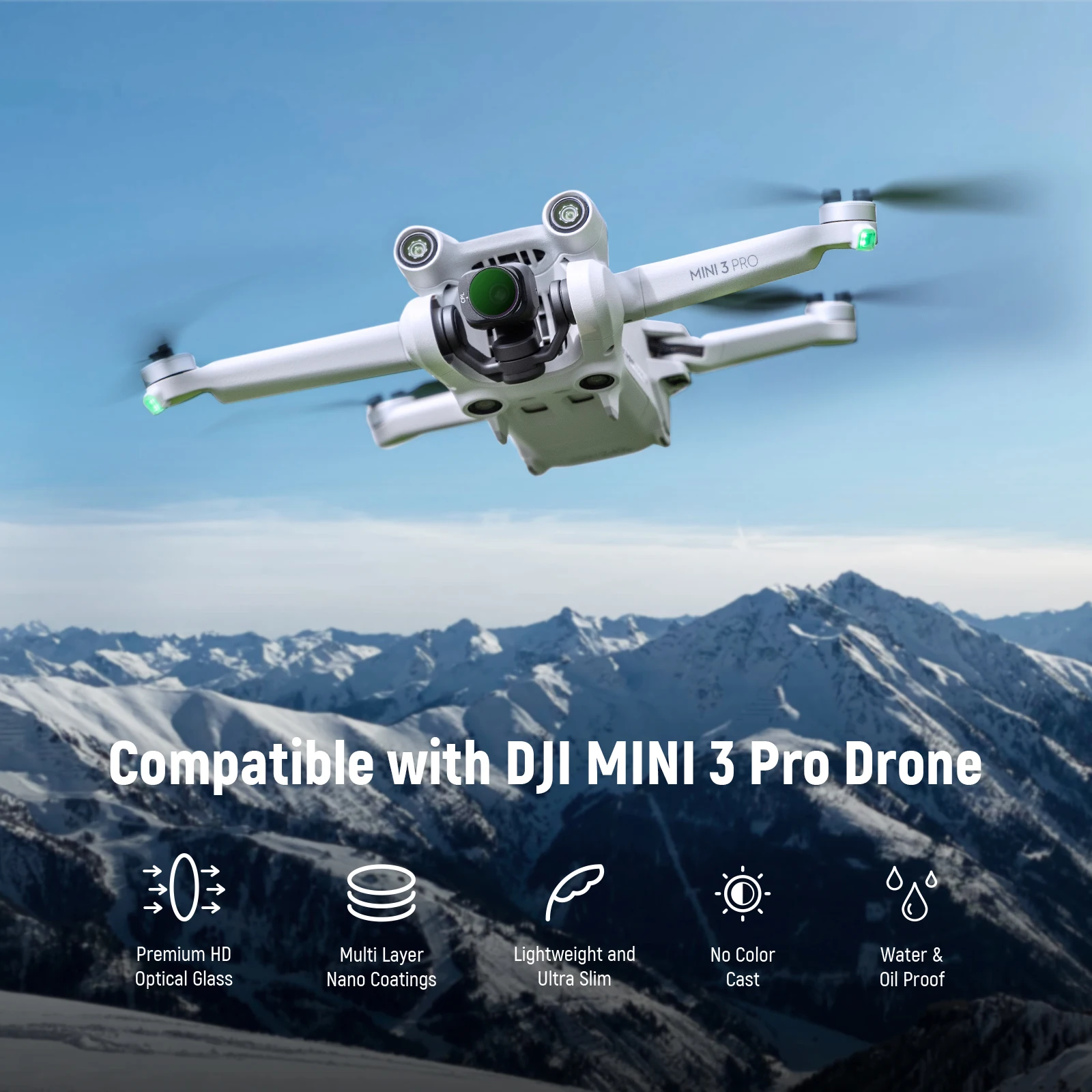 Комплект нейтральных фильтров NEEWER ND совместимый с DJI Mini 3/Mini 3 Pro CPL ND8 ND16 ND32 ND64 ND128