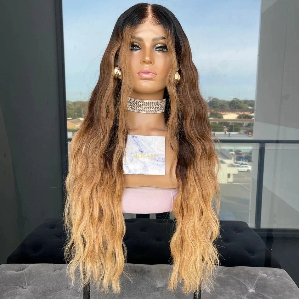 

Парик из натуральных волос с эффектом омбре, 3 оттенка, плотность 180, 360