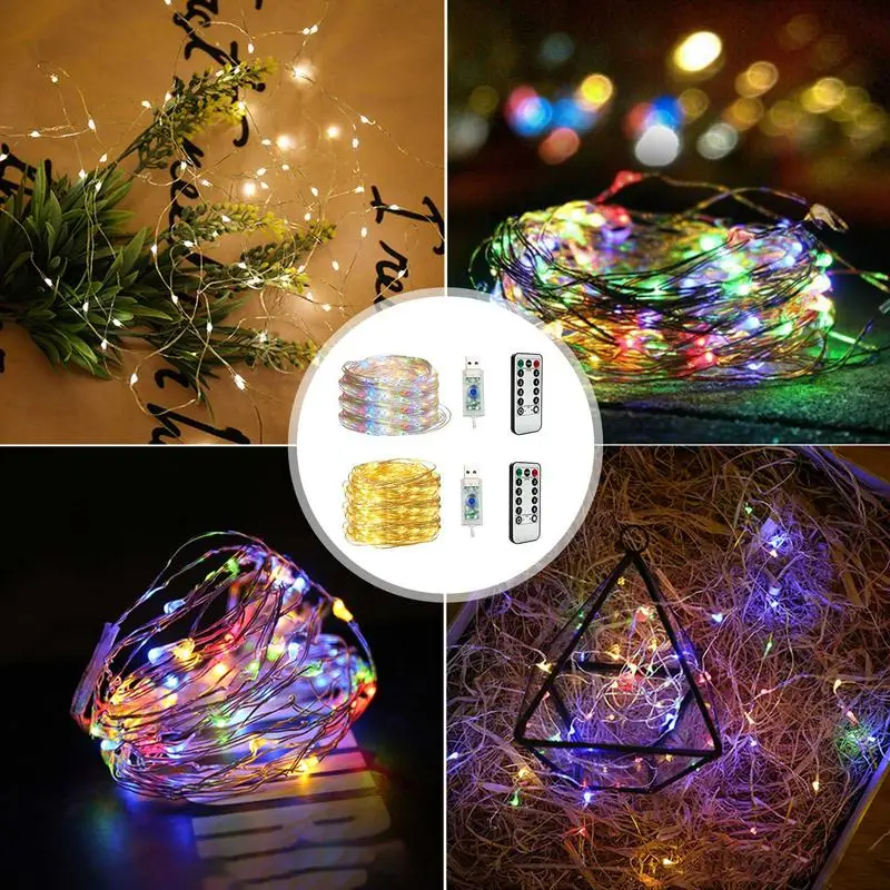 

Рождественская светодиодная гирлянда с USB, светодиодная гирлянда с дистанционным управлением, 5 м, 50 светодиодов, медный провосветодиодный, светодиодная Водонепроницаемая гирлянда на Рождество