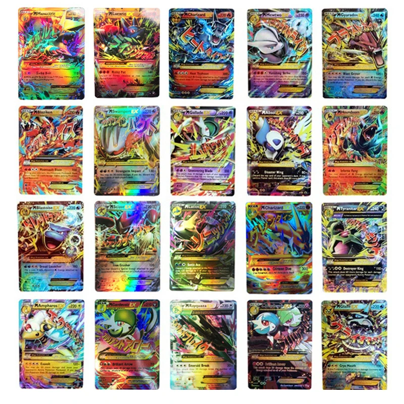 

25 Sheets In A Box Glitter Pokemon Card English MEGA GX EX Mega Action Figures Toy Gift Collection Hobby