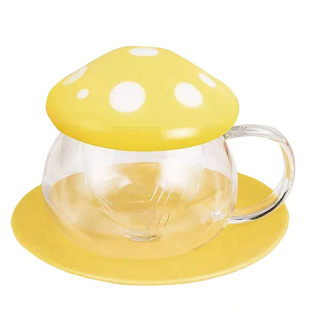 

Стеклянная кофейная кружка с грибом, 290 мл, с керамическим держателем, чашка для молока с возможностью нагрева, чашка для послеобеденного цветка, чая со стеклянным фильтром C