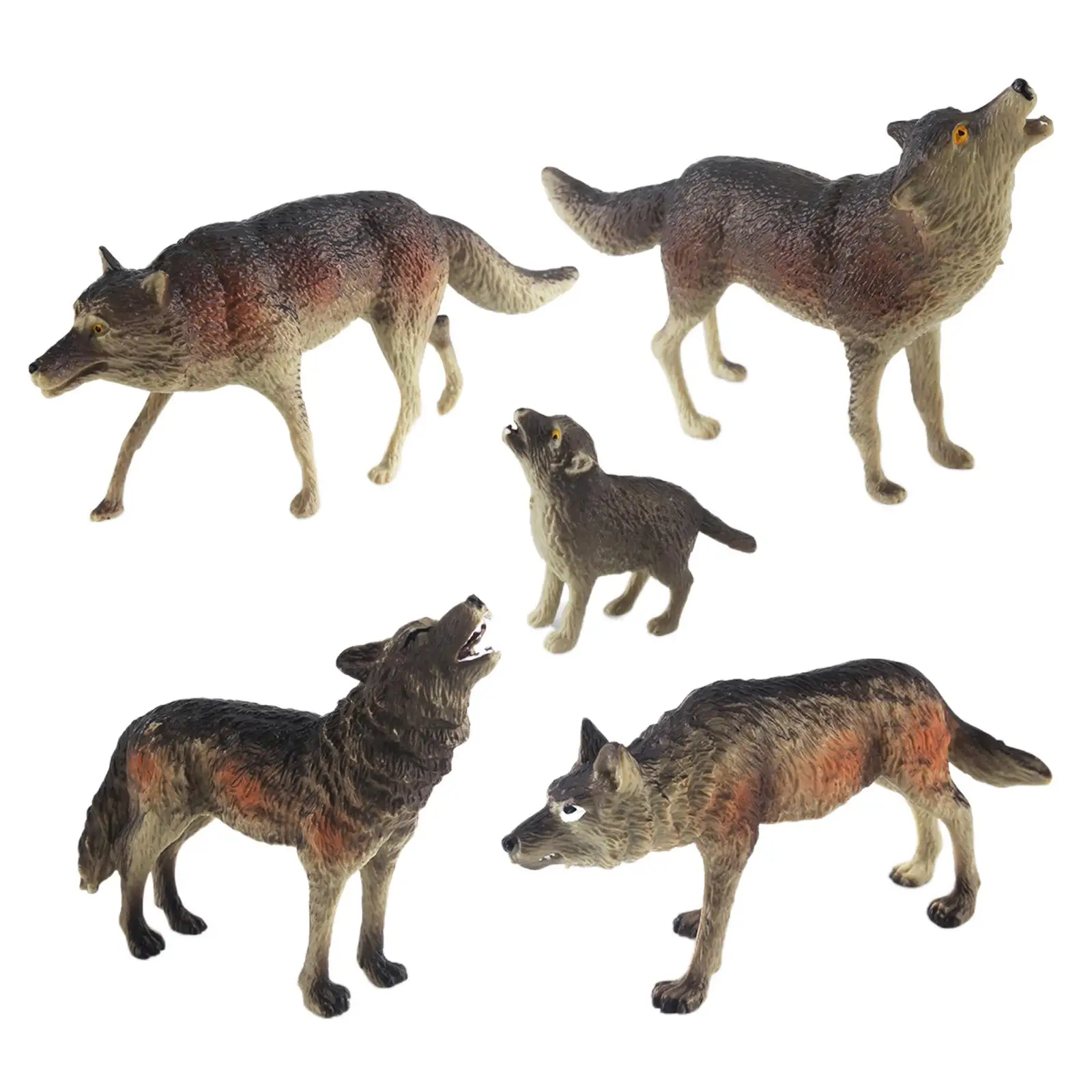 

5Pcs Wolf Toys Figures Learning Cognitive Toy Simulation Wildlife Forest Miniature White Animal Toys for Ages 3-8 Toddlers Kids