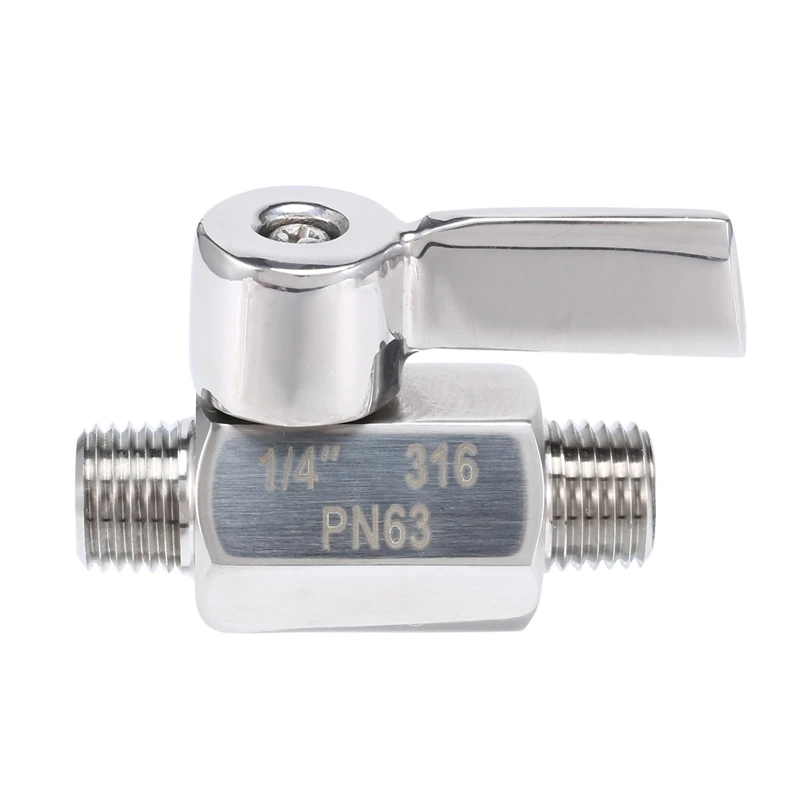 

316 Stainless Ball Valve - 1/4 Inch NPT Thread Male Small Mini Ball Valve (1/4Inch Male&Male)