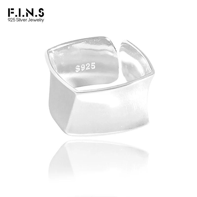 

F.I.N.S Minimalist Concave Wide Finger Ring S925 Sterling Silver Smooth Geometric Women Men Index Mid Finger Ring Silver 925