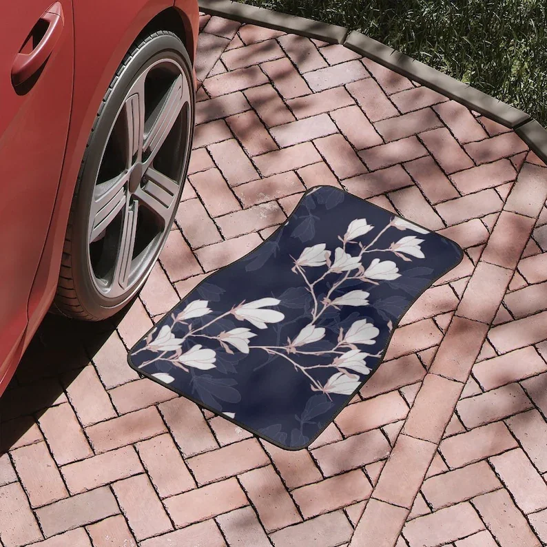 Купи Magnolia flower Japanese Floor Mats decor, Japanese Flowers Car Mats, Japanese Flowers Car Accessories, flower print car decor за 1,105 рублей в магазине AliExpress