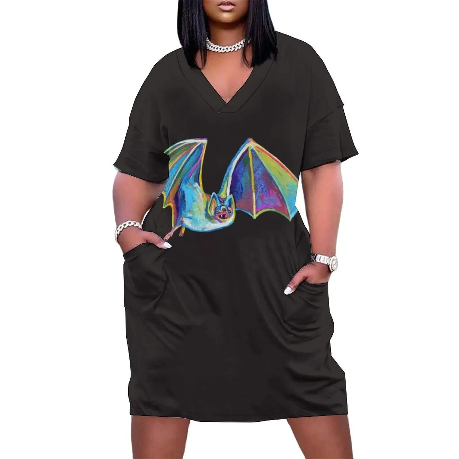 Милое летнее платье на Хэллоуин с именем летучей мыши Batrick Swayze свободное