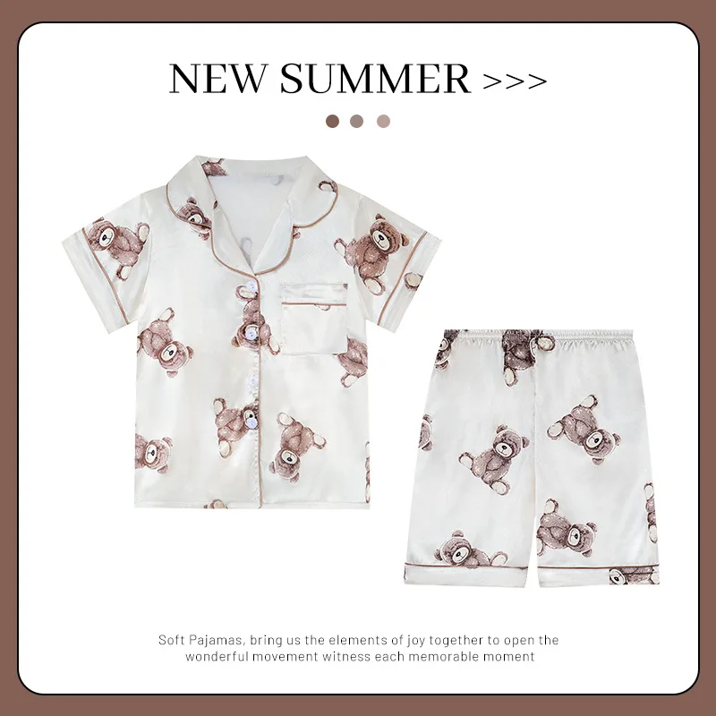 Пижама для девочек летние шорты из вискозы с коротким рукавом тонкая домашняя