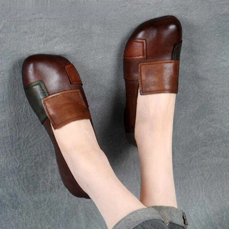 

2022 Spring Stylish Women Genuine Leather Loafers Flats Female Slip-on Oxford Shoes Woman Flats Ladies Moccasins Retro Sneakers