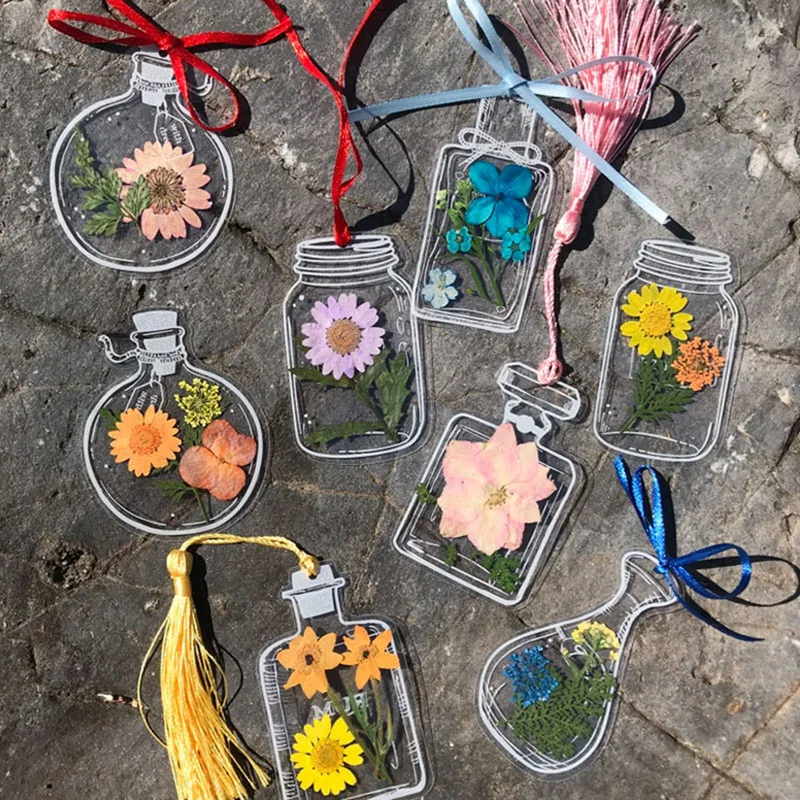 

20/30pc Decorative Stickers Transparent Bookmark Stickers Multipurpose Scrapbook Decor Stickers DIY Dried Flower Specimen