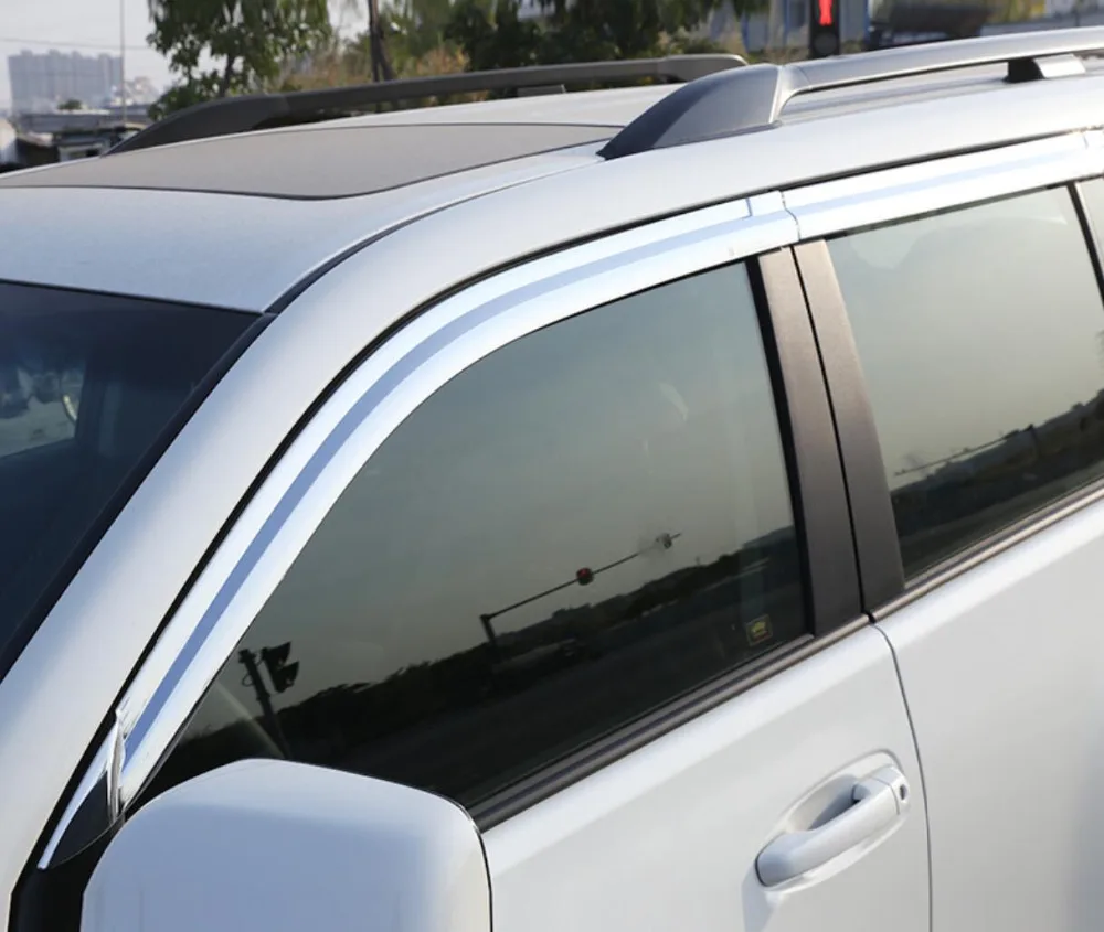 

ABS Chrome plastic Window Visor Vent Shades Sun Rain Guard car accessories For Toyota Land Cruiser Prado 2010-2018 car styling