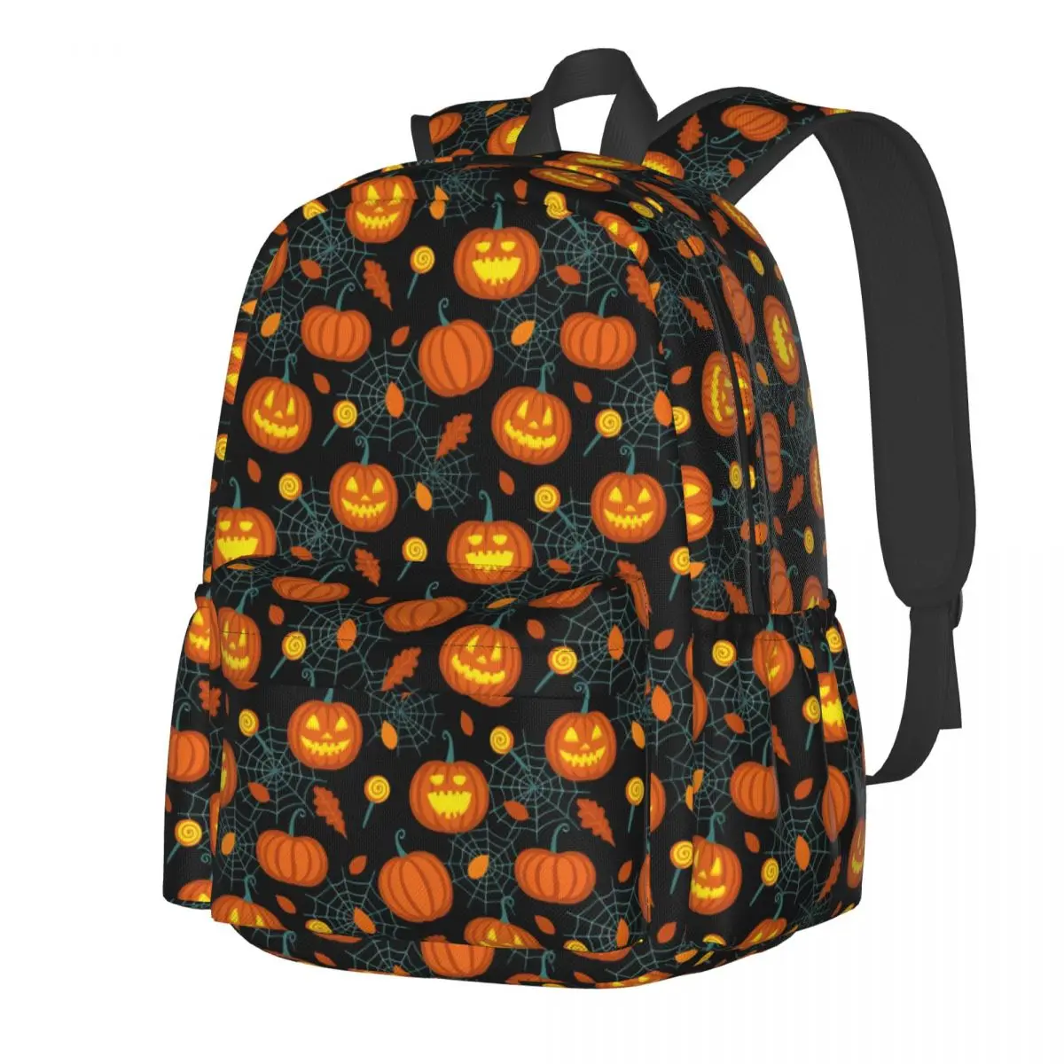

Pumpkin And Spider Web Backpack Halloween Fashion Backpacks Student Unisex College Print School Bags Colorful Rucksack