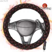 electric heated car steering wheel covers 12v winter warmer plush steering covers lighter plug for 38cm outer diameter protector