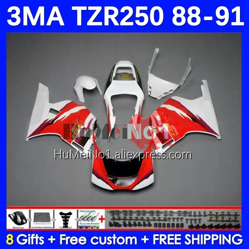 

Kit For YAMAHA TZR-250 3MA TZR250 YPVS RS TZR 250 88 89 90 91 144No.96 TZR250R TZR250RR 1988 1989 1990 1991 Fairing red white