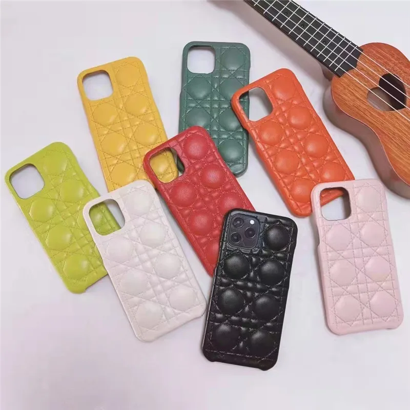 

With Box Luxury Brand Leather Sheepskin Phone Case Funda For Iphone 13 12 11 Pro Max Cover 7 8 Plus X XS Letter Accessories