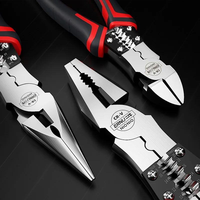 

1PC Wire Pliers Electrician Chrome Vanadium Multi Function Straight Handles Plier Tool Multitool Cutter