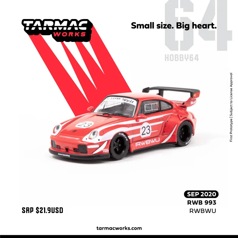 

Tarmac Works TW alloy car 1:64 wide body 911 modified RWB 993 WU No. 23 car model collection ornaments gift