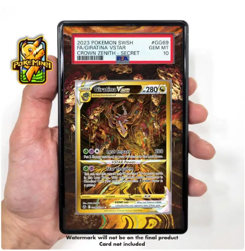 Фото Витрина для Giratina Dialga Arceus Palkia Vstar, золотая карточка, расширенная художественная коллекционная карточка, стойка для дисплея Psa, за исключением карты №5