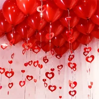 100pcs red heart laser sequins balloons pendants foil rain tassel hanging accessories wedding room birthday party decorations