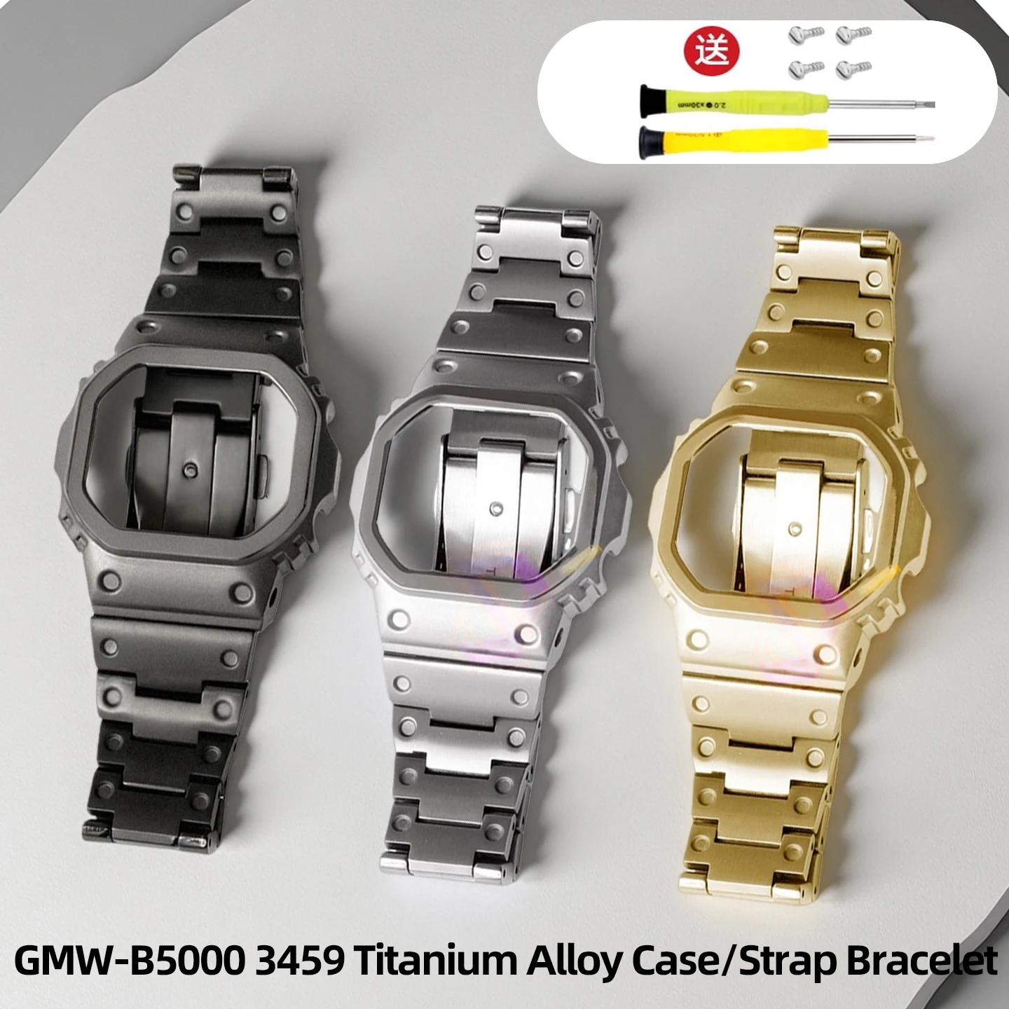 Фото Ремонт корпуса из титанового сплава GMW-B5000, комплект модов для часов Casioak GMWB5000, металлический ремешок для часов, мужские аксессуары с инструментами №1