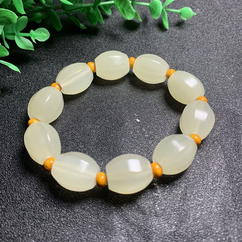 Белый нефритовый браслет для мужчин и женщин исцеляющий драгоценный камень
