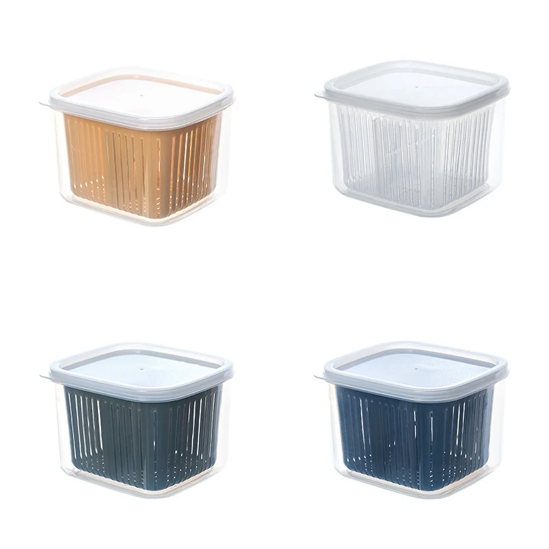 

Drain Fresh Box Compartmentalized Green Onion Storage Box Kitchen Sealed Box Refrigerator Fresh-Keeping Storage Box
