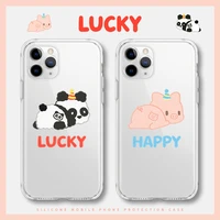 cute cartoon bear panda pig phone case for iphone 13 12 11 pro max mini xs max xr x 8 7 6 6s plus animal clear soft cover fundas