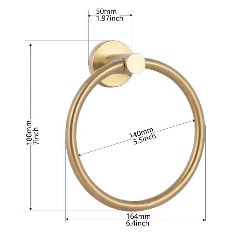 1pc brushed gold stainless steel bathroom towel holder wall mounted round towel rings swivel towel rack kitchen accessories set free global shipping