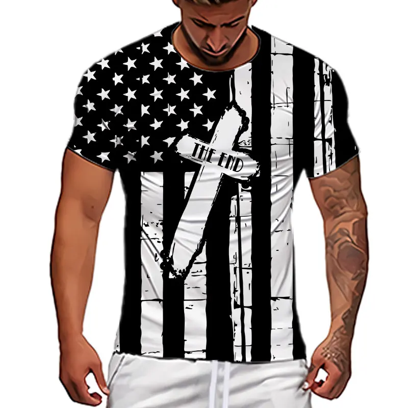 

Fashion Summer American Flag 3D Printing Men's T Shirt O-Neck Short Sleeve Breathable Loose Oversized Male T-Shirt Men Clothing
