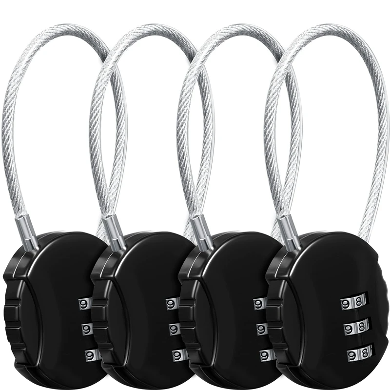 

4 Pieces Combination Lock 3 Digit Outdoor Waterproof Padlock For School Gym Locker, Sports Locker, Fence, Toolbox, Gate