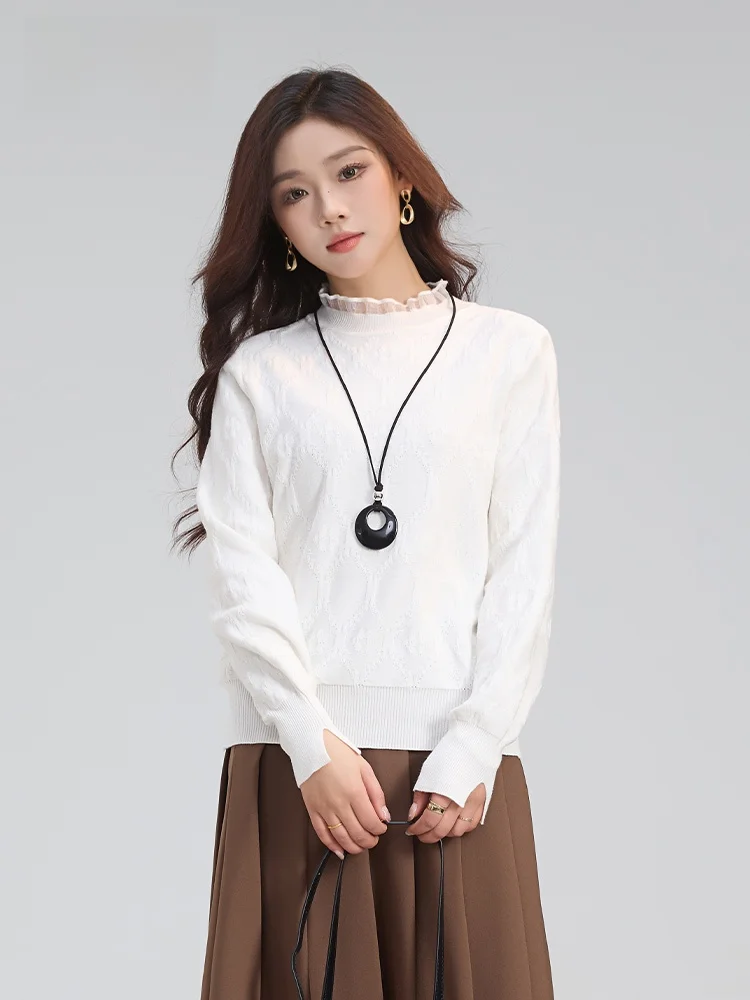 Handu Clothing House кружевная рубашка с длинными рукавами женская вязаная облегающая