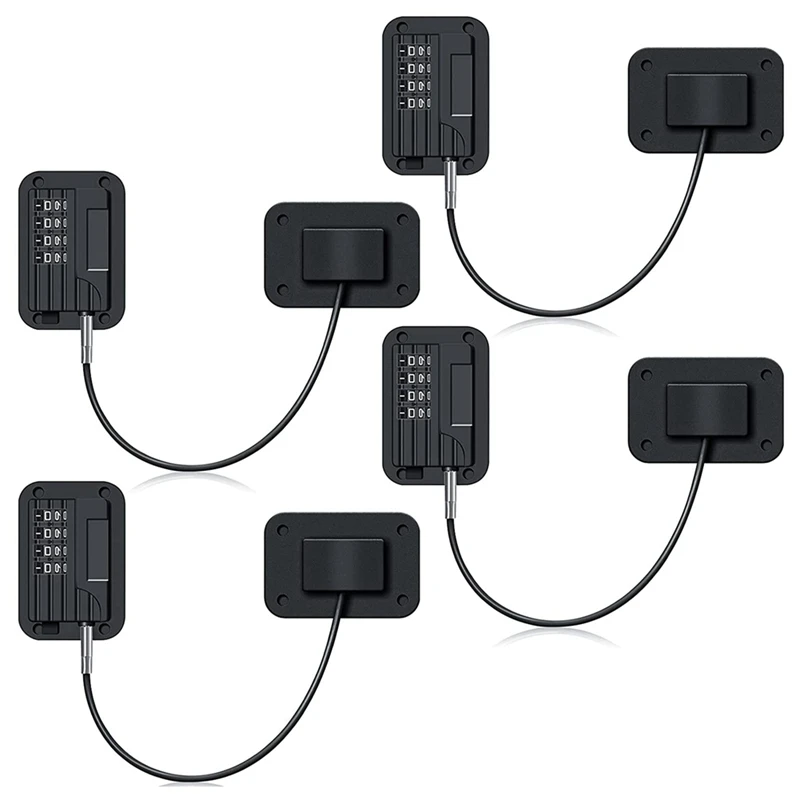 

4 Packs Refrigerator Lock Fridge Password Locks For Kids Child Safety Locks (Black)