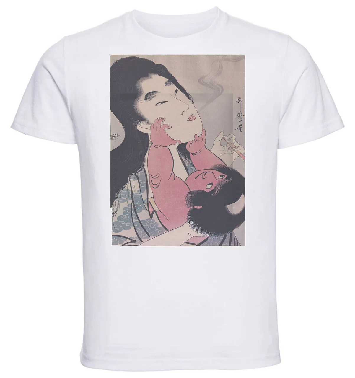 Футболка унисекс белая укиё-э ютамарио мать и ребенок 13