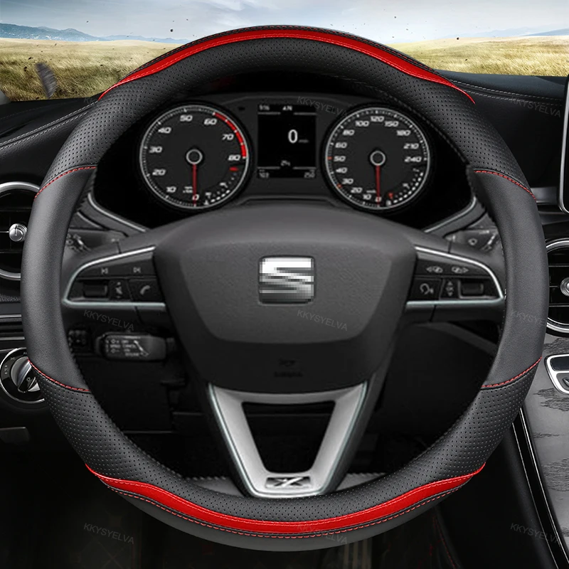 

Чехлы рулевого колеса автомобиля углеродное волокно + кожа 38 см для SEAT Ibiza Exeo Ateca Altea Turedo Tarraco Toledo Arona Leon аксессуары
