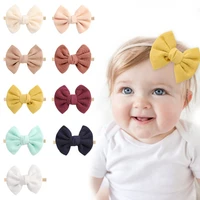 3pcslot solid cotton baby elastic rubber rope hairbands turban bow headbands for kids girls hair ties hair accessories headwear