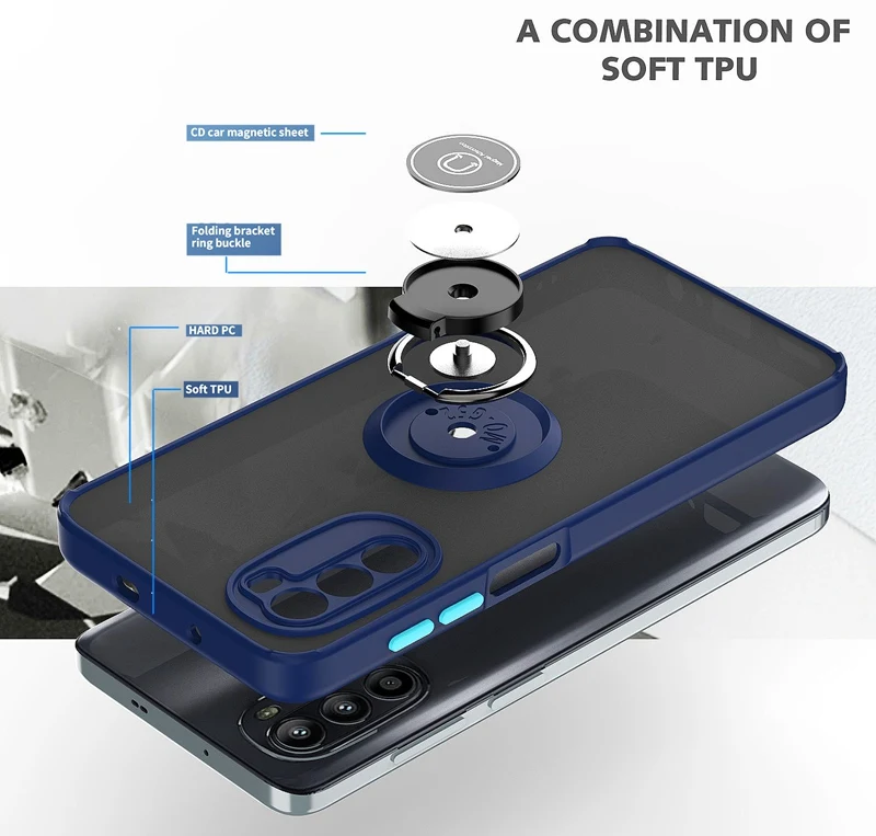 Силиконовый чехол с кольцом-держателем для Motorola Moto G52 G22 G31 G6 G60S E5 E6 STYLUS GLPY G Power FAST ELE