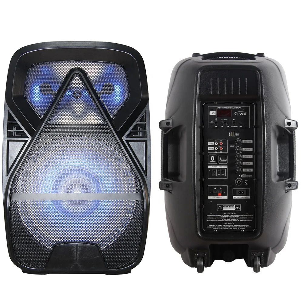 

15" 300W Subwoofer Party LED light Active PA/DJ box system wireless Karaoke sets Sound system-Mic--FM-ECHO bocina Parlante