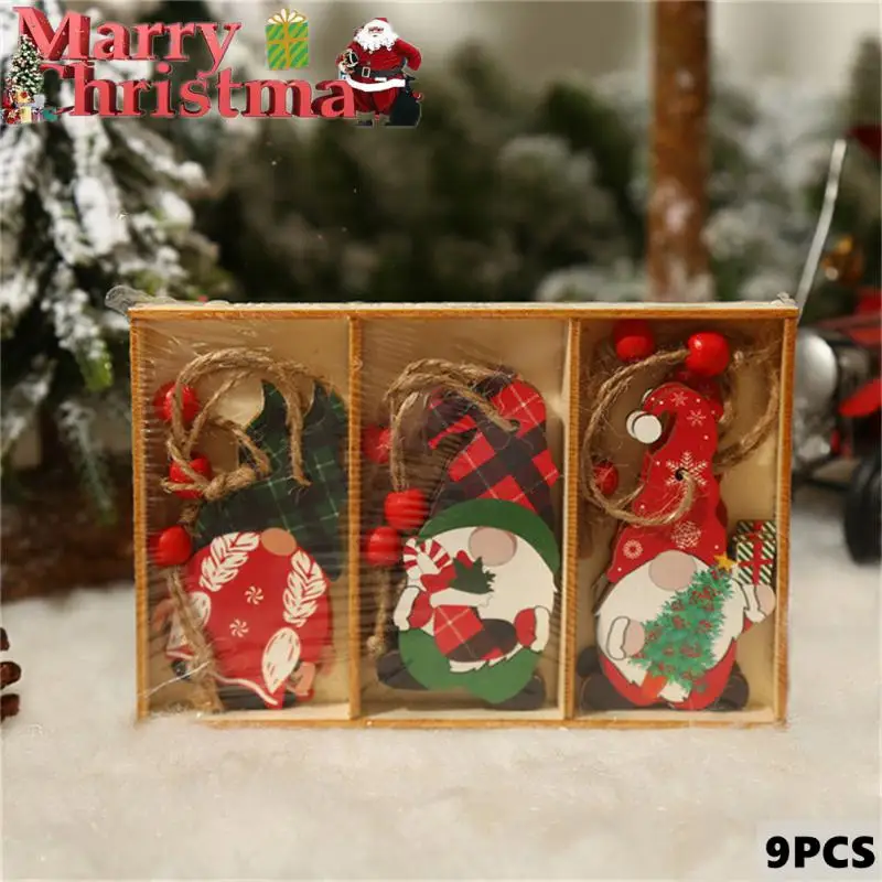 

9 шт., Деревянные Подвески в виде гномов для украшения ёлки