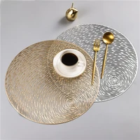 gold silvery round placemats kitchen pvc mats for dining tables drink coasters set coffee cup pad hotel restaurant