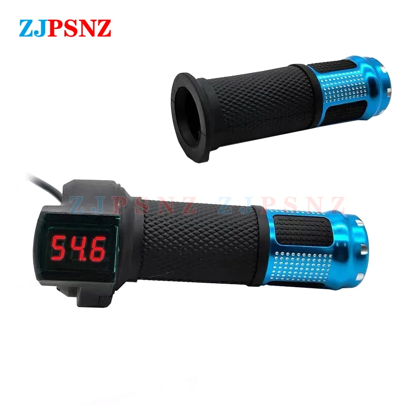 

12V-80V Voltage LED Display Half Twist Throttle Grip Handlebar Speed Control Scooter Accelerator E-Bike Motorcycles Waterproof