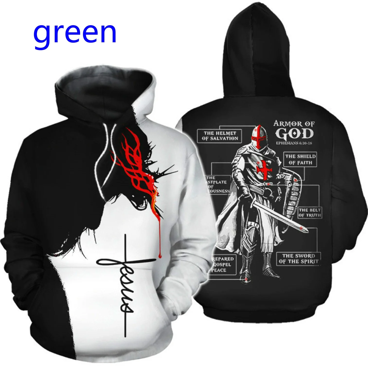 Толстовка Мужская/женская с капюшоном и принтом Рыцари христианские | Мужская